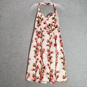 Jessica Simpson Women Dress 6 Pink Floral A Line Halter Sweetheart